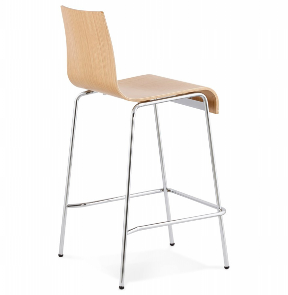 Scaun bar lemn natur curbat Cobe II, design premium, picioare subtiri metal crom, BS01240NA - Kokoon [4]