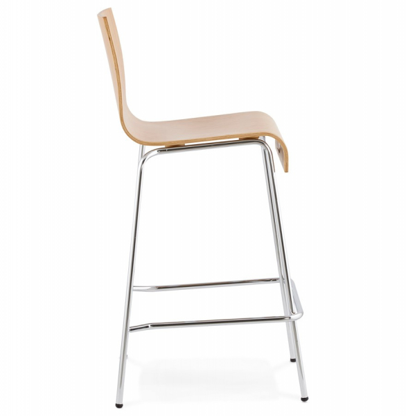 Scaun bar lemn natur curbat Cobe II, design premium, picioare subtiri metal crom, BS01240NA - Kokoon [3]