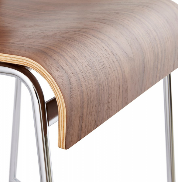 Scaun bar lemn curbat nuc Cobe II, design premium, picioare subtiri metal crom, BS01250WA - Kokoon [8]
