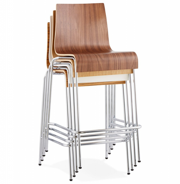 Scaun bar lemn curbat nuc Cobe II, design premium, picioare subtiri metal crom, BS01250WA - Kokoon [15]