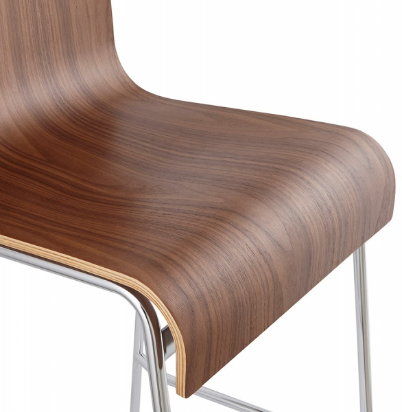Scaun bar lemn curbat nuc Cobe II, design premium, picioare subtiri metal crom, BS01250WA - Kokoon [6]