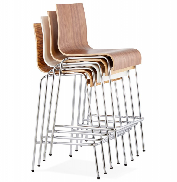 Scaun bar lemn curbat Cove II lemn zebrano / picioare subtiri crom, BS01260ZE - Kokoon [14]
