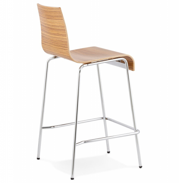 Scaun bar lemn curbat Cove II lemn zebrano / picioare subtiri crom, BS01260ZE - Kokoon [4]