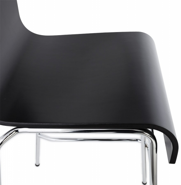Scaun bar negru mat lemn curbat Cobe II, picioare subtiri metal crom, BS00700BL - Kokoon [6]