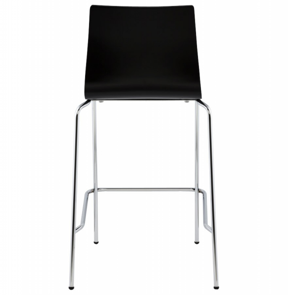 Scaun bar negru mat lemn curbat Cobe II, picioare subtiri metal crom, BS00700BL - Kokoon [5]
