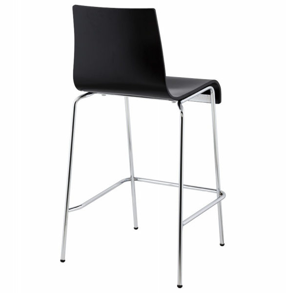 Scaun bar negru mat lemn curbat Cobe II, picioare subtiri metal crom, BS00700BL - Kokoon [4]