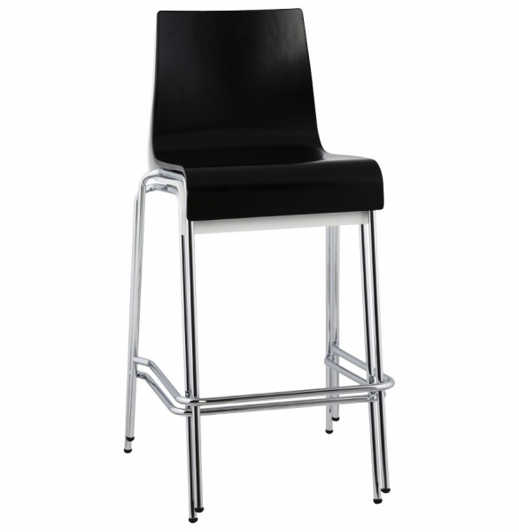 Scaun bar negru mat lemn curbat Cobe II, picioare subtiri metal crom, BS00700BL - Kokoon [10]