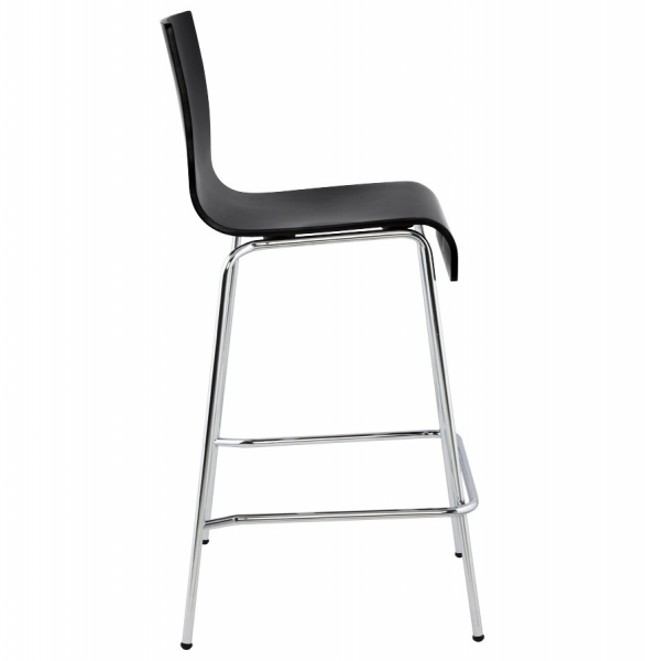 Scaun bar negru mat lemn curbat Cobe II, picioare subtiri metal crom, BS00700BL - Kokoon [3]