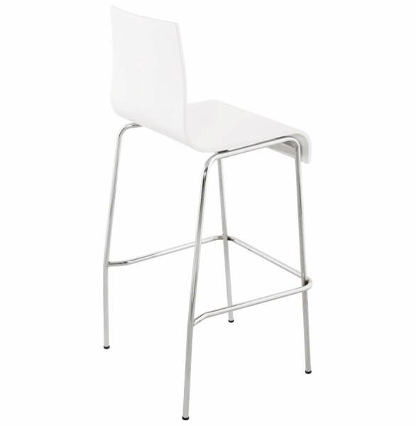 Scaun bar alb lemn curbat Cobe fara brate, picioare subtiri metal crom, BS00240WH - Kokoon [3]
