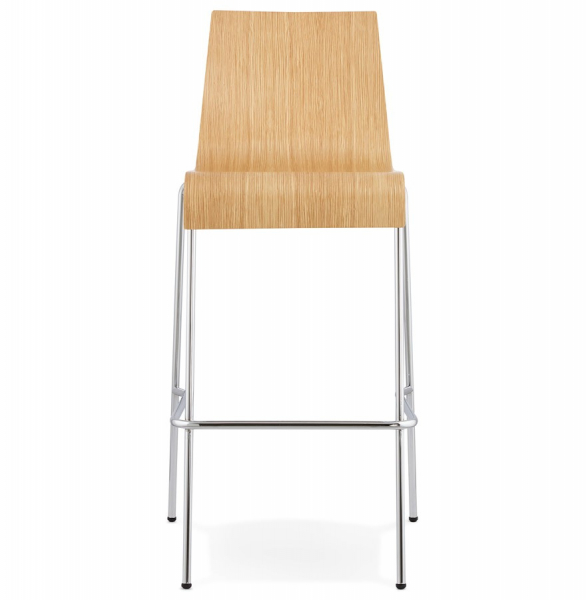 Scaun inalt bar lemn natur curbat Cobe Premium, picioare subtiri metal crom, BS01230NA - Kokoon [2]