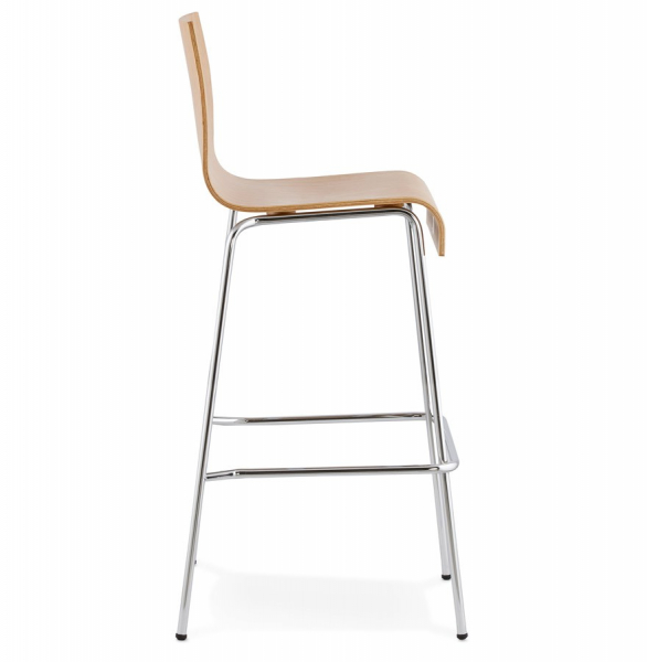 Scaun inalt bar lemn natur curbat Cobe Premium, picioare subtiri metal crom, BS01230NA - Kokoon [3]