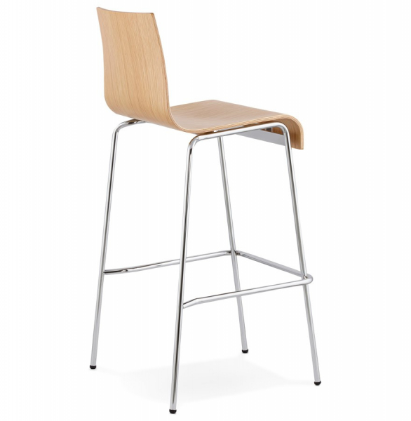 Scaun inalt bar lemn natur curbat Cobe Premium, picioare subtiri metal crom, BS01230NA - Kokoon [4]