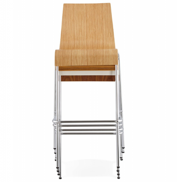 Scaun inalt bar lemn natur curbat Cobe Premium, picioare subtiri metal crom, BS01230NA - Kokoon [15]