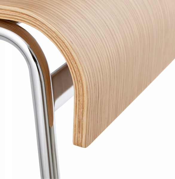 Scaun inalt bar lemn natur curbat Cobe Premium, picioare subtiri metal crom, BS01230NA - Kokoon [8]