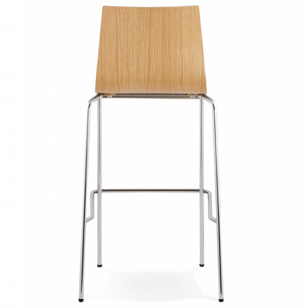 Scaun inalt bar lemn natur curbat Cobe Premium, picioare subtiri metal crom, BS01230NA - Kokoon [5]