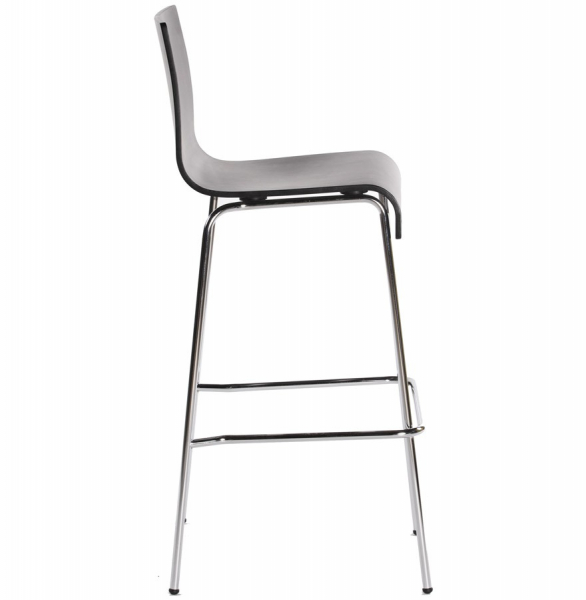 Scaun bar negru mat lemn curbat Cobe fara brate, picioare subtiri metal crom, BS00220BL - Kokoon [3]