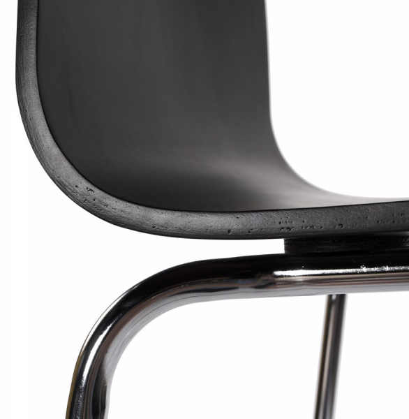 Scaun bar negru mat lemn curbat Cobe fara brate, picioare subtiri metal crom, BS00220BL - Kokoon [5]