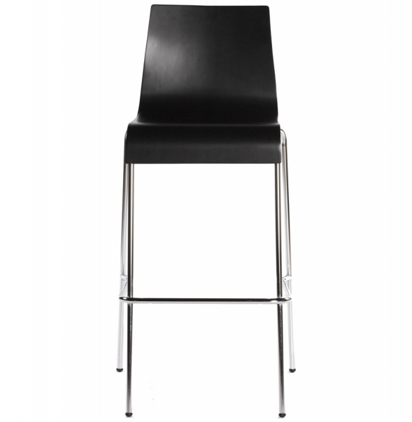 Scaun bar negru mat lemn curbat Cobe fara brate, picioare subtiri metal crom, BS00220BL - Kokoon [2]