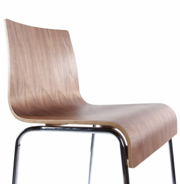 Scaun elegant bar lemn curbat nuc Cobe fara brate, picioare subtiri metal crom, BS00230WA - Kokoon [3]