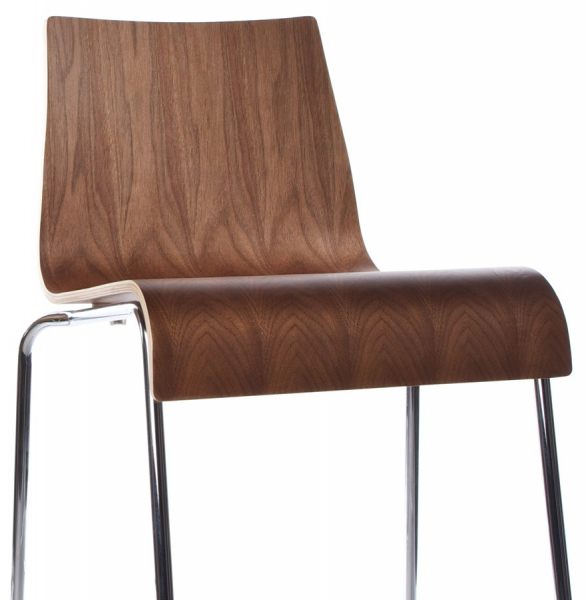 Scaun elegant bar lemn curbat nuc Cobe fara brate, picioare subtiri metal crom, BS00230WA - Kokoon [5]