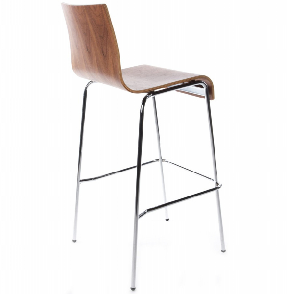 Scaun elegant bar lemn curbat nuc Cobe fara brate, picioare subtiri metal crom, BS00230WA - Kokoon [2]