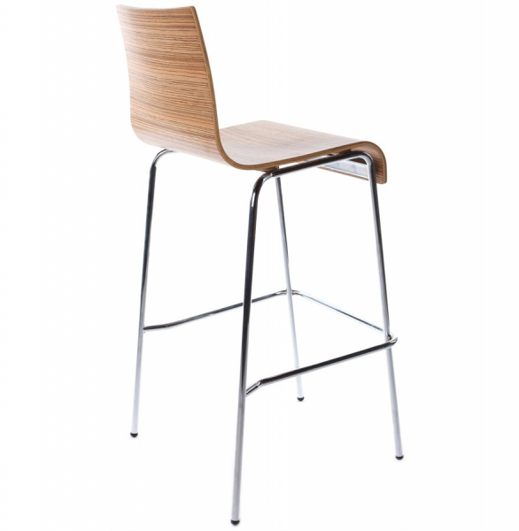 Scaun bar elegant lemn curbat Cobe lemn zebrano / picioare subtiri metal crom, BS00250ZE - Kokoon [2]