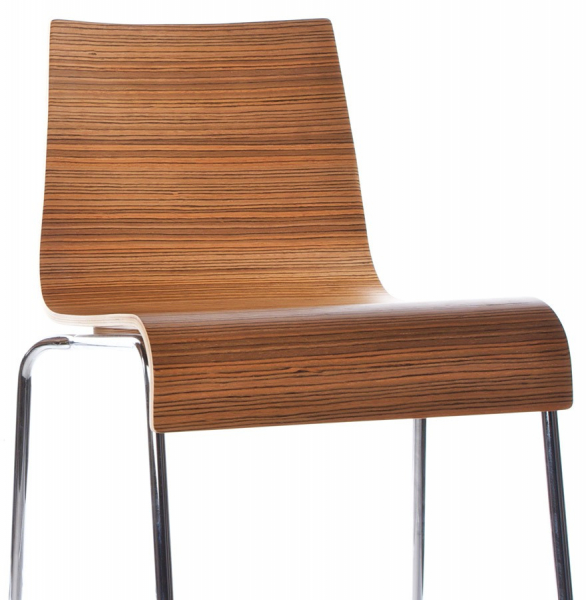Scaun bar elegant lemn curbat Cobe lemn zebrano / picioare subtiri metal crom, BS00250ZE - Kokoon [3]