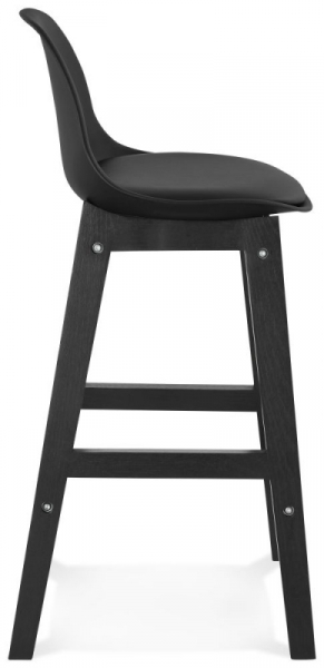 Scaun inalt bar negru Daily II stil scandinav premium, picioare negre lemn, polipropilena / tapiterie piele ecologica, BS01740BLBL - Kokoon [3]