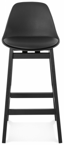 Scaun inalt bar negru Daily II stil scandinav premium, picioare negre lemn, polipropilena / tapiterie piele ecologica, BS01740BLBL - Kokoon [2]
