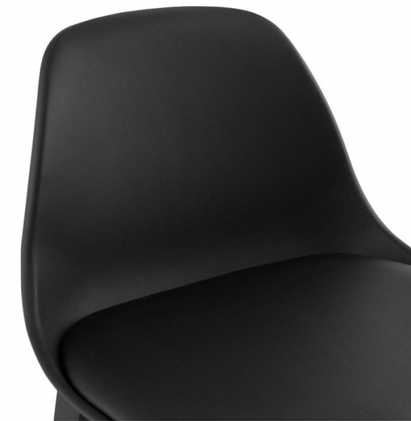 Scaun bar negru Daily premium stil scandinav, picioare negre lemn, polipropilena / piele ecologica, BS01750BLBL - Kokoon [6]