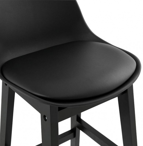 Scaun bar negru Daily premium stil scandinav, picioare negre lemn, polipropilena / piele ecologica, BS01750BLBL - Kokoon [5]
