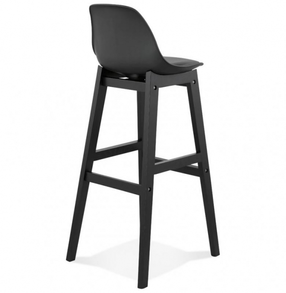 Scaun bar negru Daily premium stil scandinav, picioare negre lemn, polipropilena / piele ecologica, BS01750BLBL - Kokoon [3]