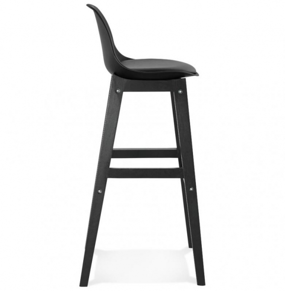 Scaun bar negru Daily premium stil scandinav, picioare negre lemn, polipropilena / piele ecologica, BS01750BLBL - Kokoon [2]