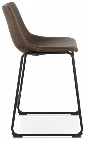 Scaun bar maro piele ecologica Earth II premium fara brate, picioare negre subtiri otel, BS01780BR - Kokoon [3]