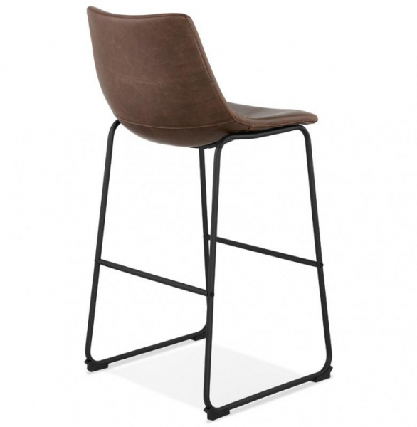 Scaun bar maro tapitat piele ecologica Earth premium, picioare negre subtiri otel, BS01790BR - Kokoon [4]