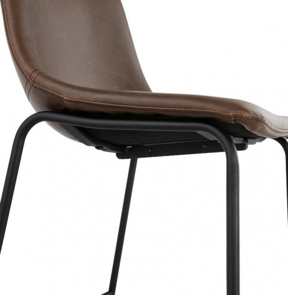 Scaun bar maro tapitat piele ecologica Earth premium, picioare negre subtiri otel, BS01790BR - Kokoon [8]
