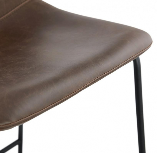 Scaun bar maro tapitat piele ecologica Earth premium, picioare negre subtiri otel, BS01790BR - Kokoon [7]