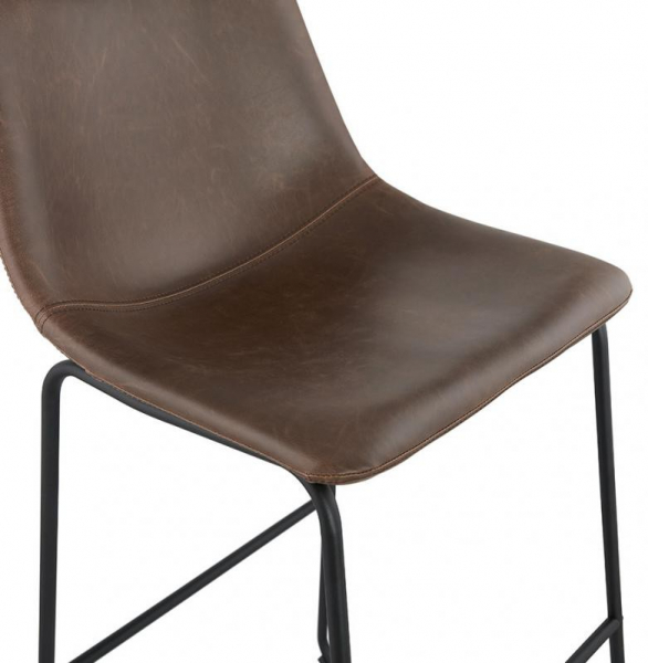 Scaun bar maro tapitat piele ecologica Earth premium, picioare negre subtiri otel, BS01790BR - Kokoon [6]