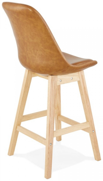 Scaun inalt bar maro piele ecologica Elemer II premium fara brate, picioare lemn masiv stejar, BS01950BRNA - Kokoon [4]