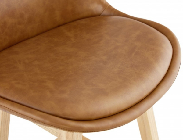 Scaun inalt bar maro piele ecologica Elemer II premium fara brate, picioare lemn masiv stejar, BS01950BRNA - Kokoon [5]