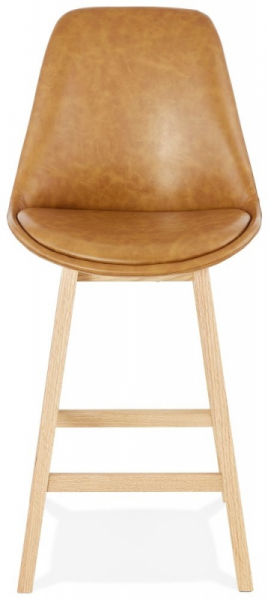 Scaun inalt bar maro piele ecologica Elemer II premium fara brate, picioare lemn masiv stejar, BS01950BRNA - Kokoon [2]