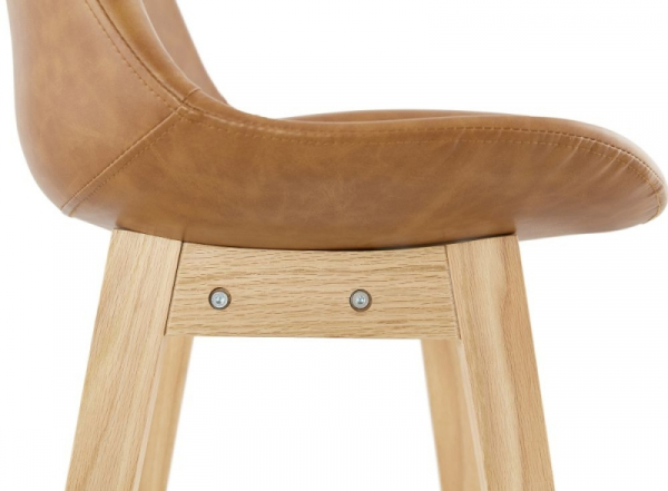 Scaun inalt bar maro piele ecologica Elemer II premium fara brate, picioare lemn masiv stejar, BS01950BRNA - Kokoon [8]