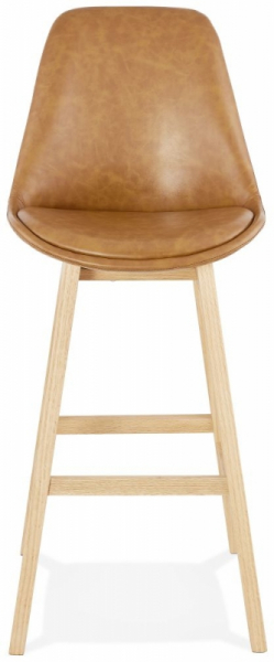 Scaun bar maro piele ecologica Elemer premium, stil scandinav, picioare lemn masiv, BS01900BRNA - Kokoon [2]