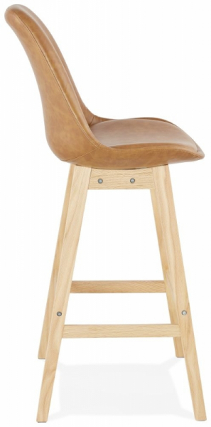 Scaun bar maro piele ecologica Elemer premium, stil scandinav, picioare lemn masiv, BS01900BRNA - Kokoon [3]