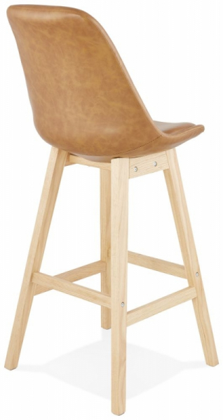 Scaun bar maro piele ecologica Elemer premium, stil scandinav, picioare lemn masiv, BS01900BRNA - Kokoon [4]