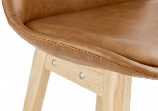 Scaun bar maro piele ecologica Elemer premium, stil scandinav, picioare lemn masiv, BS01900BRNA - Kokoon [6]