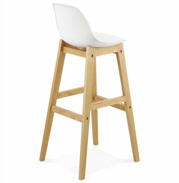 Scaun inalt bar alb Elody Premium stil scandinav, polipropilena, picioare lemn masiv stejar, BS01280WHWH - Kokoon [4]