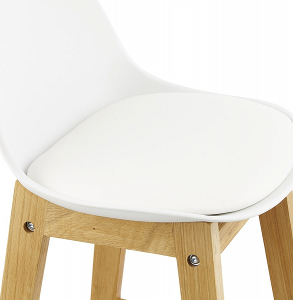 Scaun inalt bar alb Elody Premium stil scandinav, polipropilena, picioare lemn masiv stejar, BS01280WHWH - Kokoon [6]
