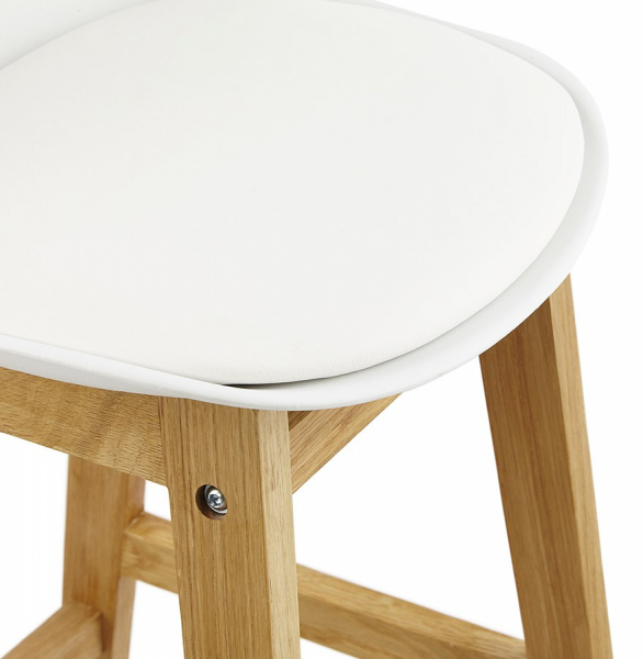Scaun inalt bar alb Elody Premium stil scandinav, polipropilena, picioare lemn masiv stejar, BS01280WHWH - Kokoon [7]