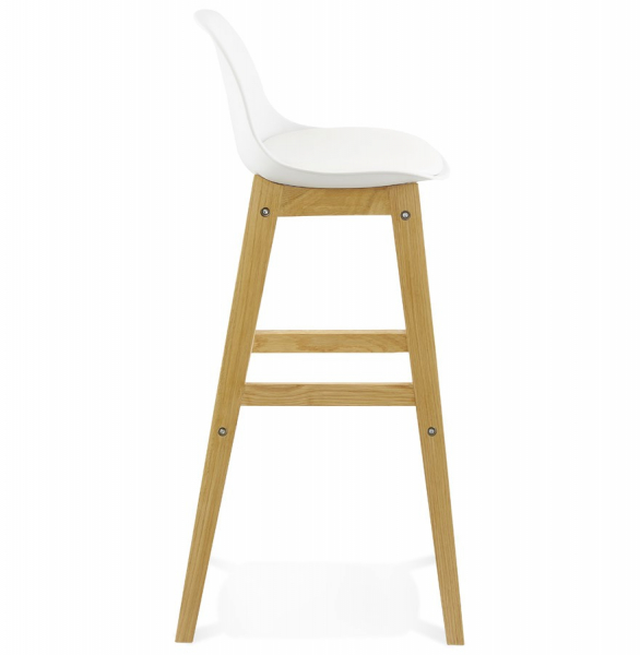 Scaun inalt bar alb Elody Premium stil scandinav, polipropilena, picioare lemn masiv stejar, BS01280WHWH - Kokoon [3]